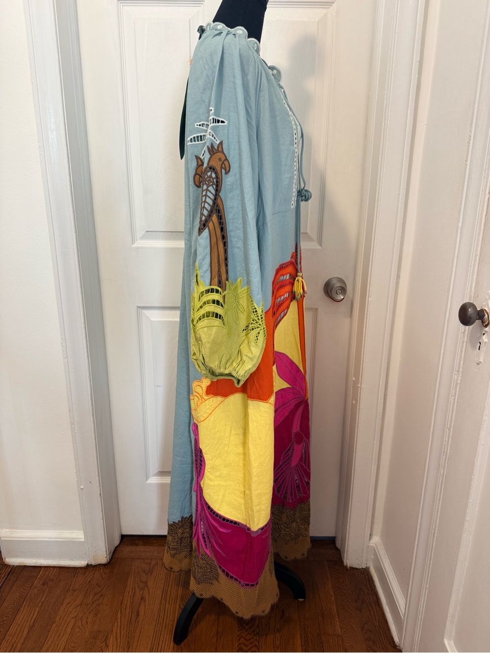 Farm Rio Multicolor Usiacuri Embroidered Richelieu Maxi Dress Size L - Picture 7 of 13